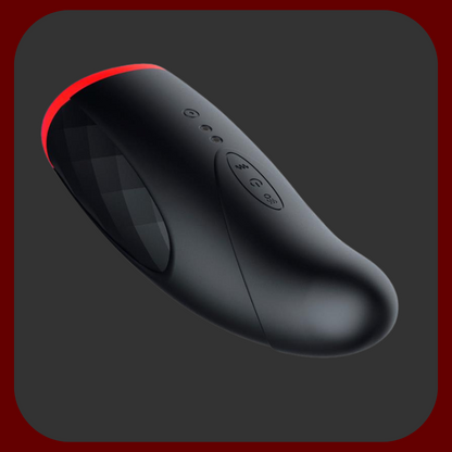 Moderní mužský masturbátor ve tvaru úst s funkcí zahřívání do 40 °C a 10 vibračními režimy. Vyroben z prémiového červeno-černého silikonu, ideální pro realistický, intenzivní zážitek.