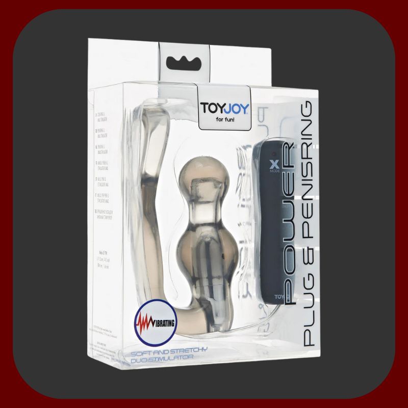 Šedý vibrační kolík na prostatu s elastickým kroužkem na penis pro intenzivní erekci a silné orgasmy