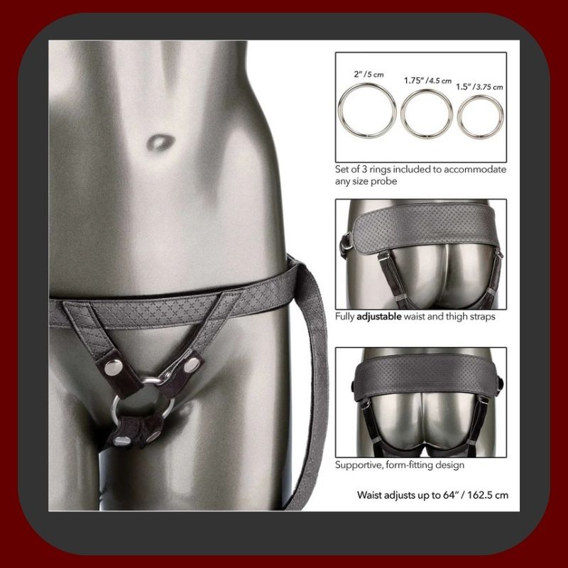 Vibrační Strap-On DualPlay – silikonový šedý postroj s 7 vibračními režimy, nastavitelným páskem a výměnnými kroužky – EROSIANA.