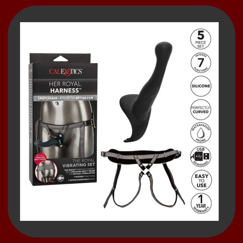 Vibrační Strap-On DualPlay – silikonový šedý postroj s 7 vibračními režimy, nastavitelným páskem a výměnnými kroužky – EROSIANA.