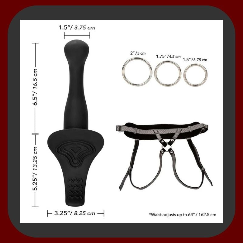 Vibrační Strap-On DualPlay – silikonový šedý postroj s 7 vibračními režimy, nastavitelným páskem a výměnnými kroužky – EROSIANA.