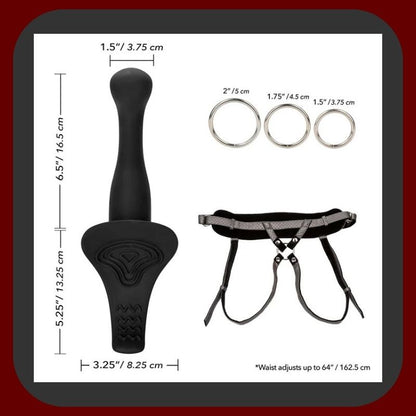 Vibrační Strap-On DualPlay – silikonový šedý postroj s 7 vibračními režimy, nastavitelným páskem a výměnnými kroužky – EROSIANA.