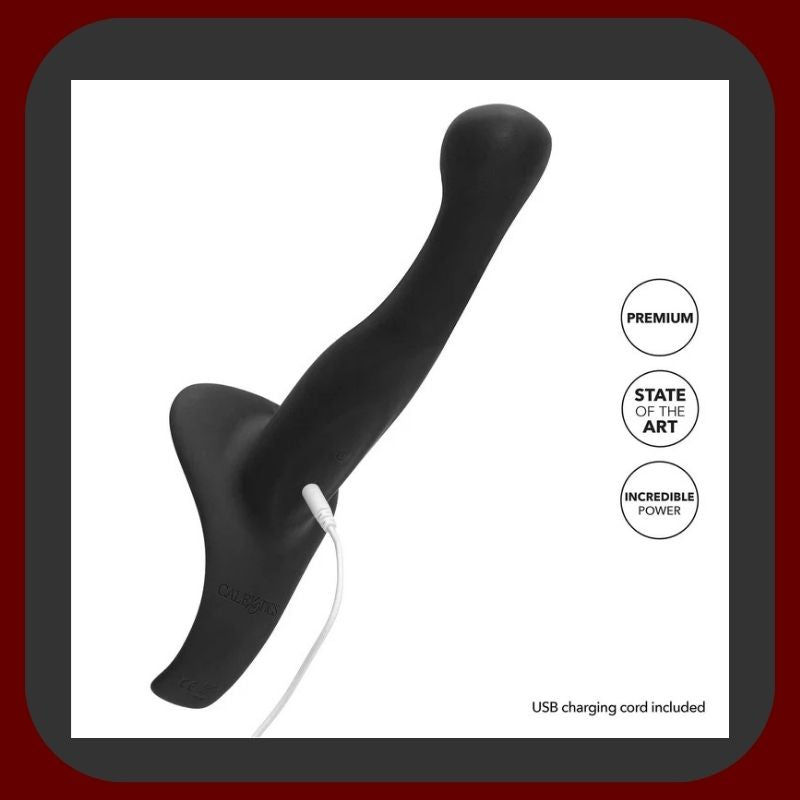 Vibrační Strap-On DualPlay – silikonový šedý postroj s 7 vibračními režimy, nastavitelným páskem a výměnnými kroužky – EROSIANA.