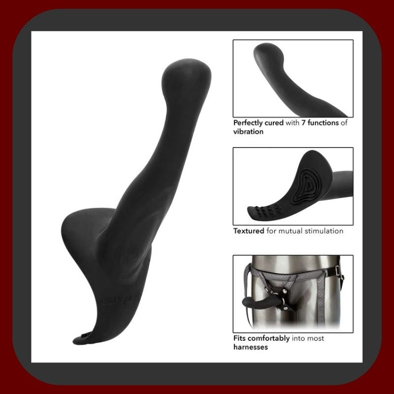 Vibrační Strap-On DualPlay – silikonový šedý postroj s 7 vibračními režimy, nastavitelným páskem a výměnnými kroužky – EROSIANA.