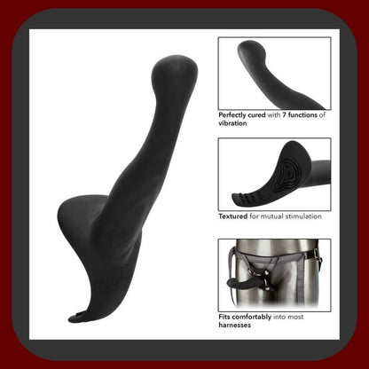 Vibrační Strap-On DualPlay – silikonový šedý postroj s 7 vibračními režimy, nastavitelným páskem a výměnnými kroužky – EROSIANA.