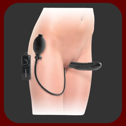 Tělový strapless strap-on s nafukovacím vnitřním dildem a vibracemi bez nutnosti postroje pro párové potěšení – EROSIANA