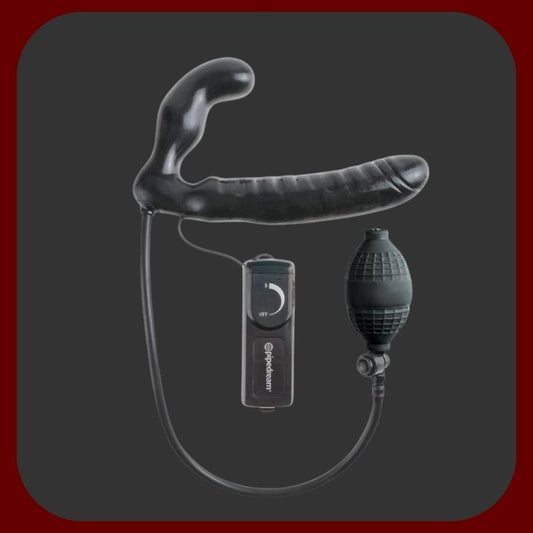 Tělový strapless strap-on s nafukovacím vnitřním dildem a vibracemi bez nutnosti postroje pro párové potěšení – EROSIANA