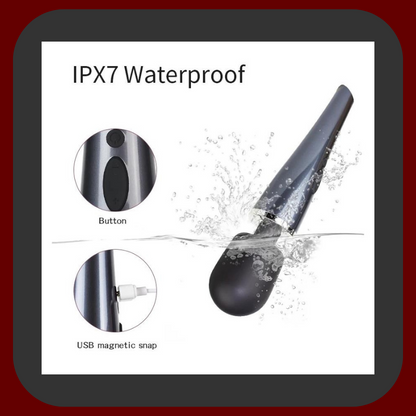 Výkonný masážní vibrátor z lékařského silikonu 30,6 × 5,5 cm s 10 vibračními režimy, voděodolný a USB dobíjený pro dokonalé uvolnění i erotiku.