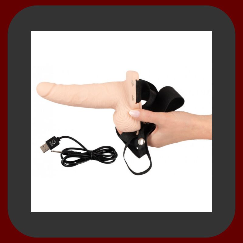 You2Toys vibrační návlek na popruzích – realistické duté dildo s flexibilním postrojem a 7 vibračními režimy pro intenzivní stimulaci